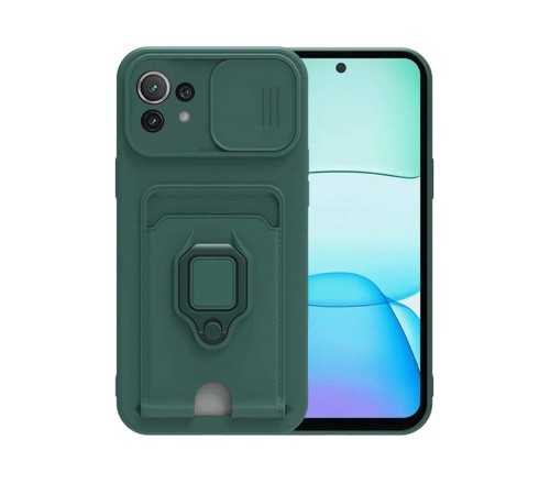 Xiaomi Mİ 11 Lite Kılıf Zuma Kartvizitli Yüzüklü Silikon - Yeşil Xiaomi Mİ 11 Lite Kılıf Zuma Kartvizitli Yüzüklü Silikon - Yeşil