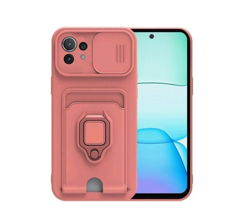 Xiaomi Mİ 11 Lite Kılıf Zuma Kartvizitli Yüzüklü Silikon - Pembe
