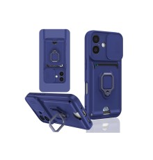 iPhone 16 Kılıf Zuma Kartvizitli Yüzüklü Silikon - Lacivert