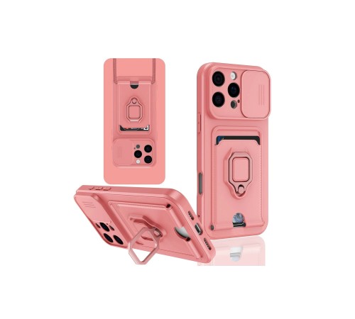 iPhone 16 Pro Kılıf Zuma Kartvizitli Yüzüklü Silikon - Pembe