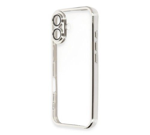 iPhone 16 Kılıf Lensli Silikon - Gümüş