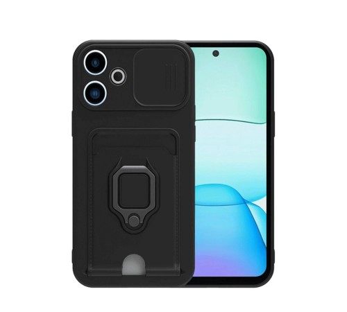 Xiaomi Redmi 13 4G Kılıf Zuma Kartvizitli Yüzüklü Silikon - Siyah Xiaomi Redmi 13 4G Kılıf Zuma Kartvizitli Yüzüklü Silikon - Siyah