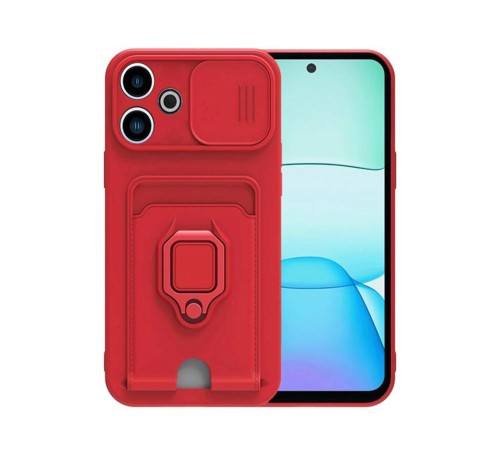 Xiaomi Redmi 13 4G Kılıf Zuma Kartvizitli Yüzüklü Silikon - Kırmızı Xiaomi Redmi 13 4G Kılıf Zuma Kartvizitli Yüzüklü Silikon - Kırmızı