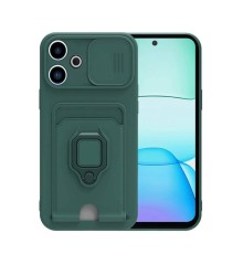 Xiaomi Redmi 13 4G Kılıf Zuma Kartvizitli Yüzüklü Silikon - Yeşil