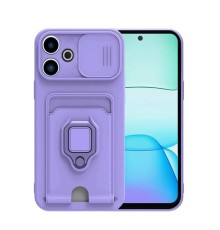 Xiaomi Redmi 13 4G Kılıf Zuma Kartvizitli Yüzüklü Silikon - Lila