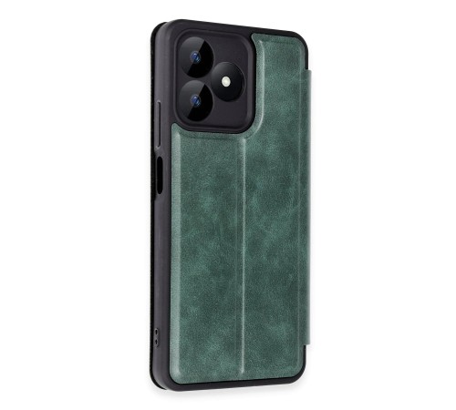 Realme Note 50 4G Kılıf Flip Cover - Koyu Yeşil