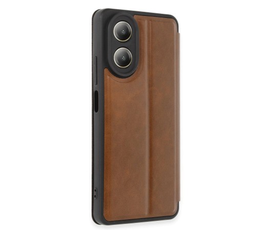 Oppo A38 Kılıf Flip Cover - Taba