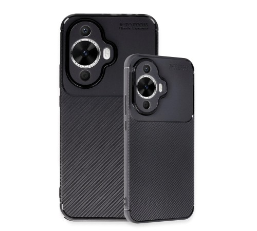 Huawei Nova 12S Kılıf Auto Focus Karbon Kapak - Siyah Huawei Nova 12S Kılıf Auto Focus Karbon Kapak - Siyah