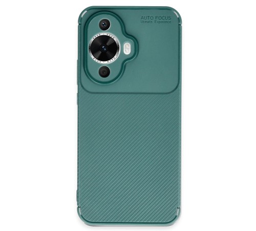 Huawei Nova 12S Kılıf Auto Focus Karbon Kapak - Koyu Yeşil Huawei Nova 12S Kılıf Auto Focus Karbon Kapak - Koyu Yeşil