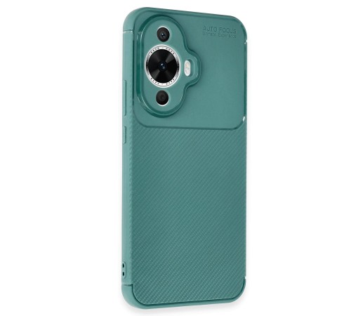 Huawei Nova 12S Kılıf Auto Focus Karbon Kapak - Koyu Yeşil Huawei Nova 12S Kılıf Auto Focus Karbon Kapak - Koyu Yeşil