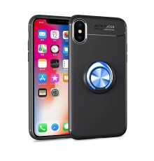 iPhone XS Max Kılıf Range Yüzüklü Silikon - Siyah-Mavi