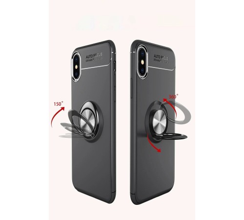 iPhone XS Max Kılıf Range Yüzüklü Silikon - Siyah-Mavi iPhone XS Max Kılıf Range Yüzüklü Silikon - Siyah-Mavi