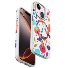 iPhone 14 Flower Series Magsafe Kapak - Beyaz