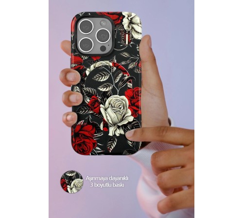 iPhone 14 Flower Series Magsafe Kapak - Beyaz iPhone 14 Flower Series Magsafe Kapak - Beyaz
