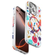 iPhone 14 Pro Flower Series Magsafe Kapak - Beyaz