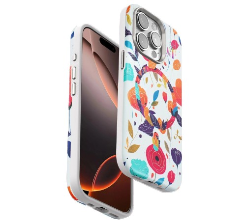 iPhone 14 Pro Flower Series Magsafe Kapak - Beyaz iPhone 14 Pro Flower Series Magsafe Kapak - Beyaz