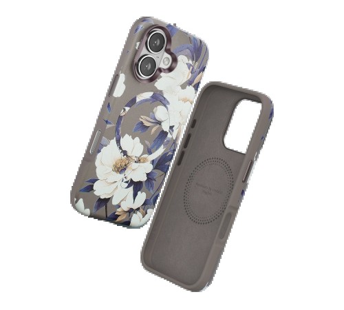 iPhone 16 Flower Series Magsafe Kapak - Gri iPhone 16 Flower Series Magsafe Kapak - Gri