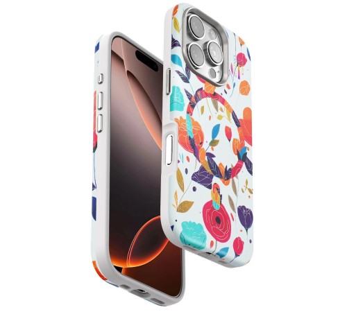 iPhone 16 Pro Flower Series Magsafe Kapak - Beyaz iPhone 16 Pro Flower Series Magsafe Kapak - Beyaz