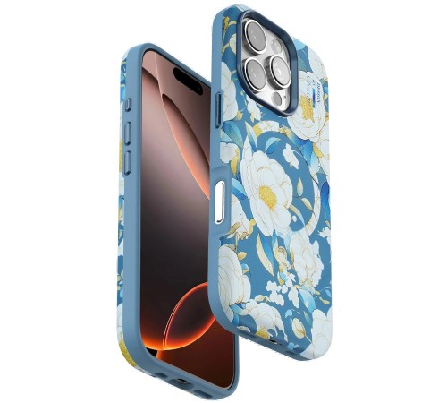 iPhone 16 Pro Max Flower Series Magsafe Kapak - Mavi iPhone 16 Pro Max Flower Series Magsafe Kapak - Mavi