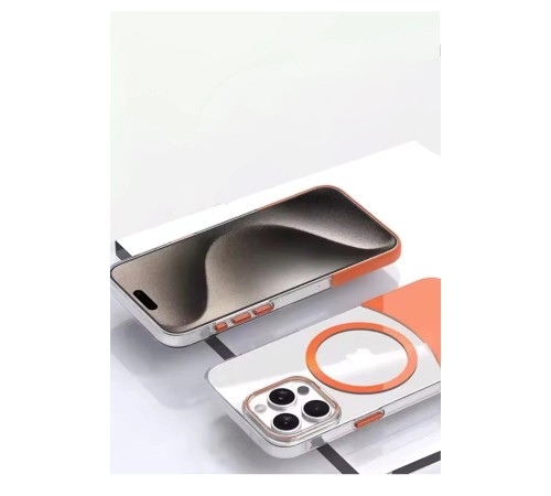 iPhone 15 PC Suit Magsafe Kapak - Turuncu iPhone 15 PC Suit Magsafe Kapak - Turuncu