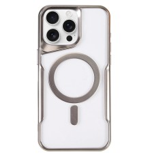iPhone 16 Pro Kılıf Boyi Magsafe Silikon Kapak - Gümüş