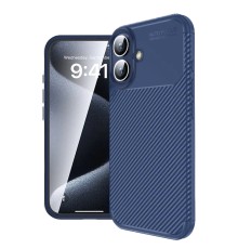 iPhone 16 Kılıf Auto Focus Karbon Kapak - Lacivert