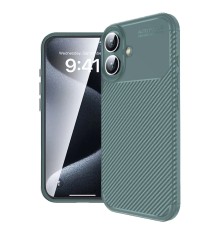 iPhone 16 Kılıf Auto Focus Karbon Kapak - Koyu Yeşil