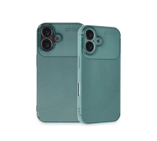 iPhone 16 Plus Kılıf Auto Focus Karbon Kapak - Koyu Yeşil iPhone 16 Plus Kılıf Auto Focus Karbon Kapak - Koyu Yeşil