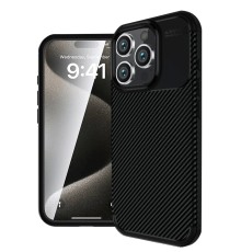iPhone 16 Pro Max Kılıf Auto Focus Karbon Kapak - Siyah