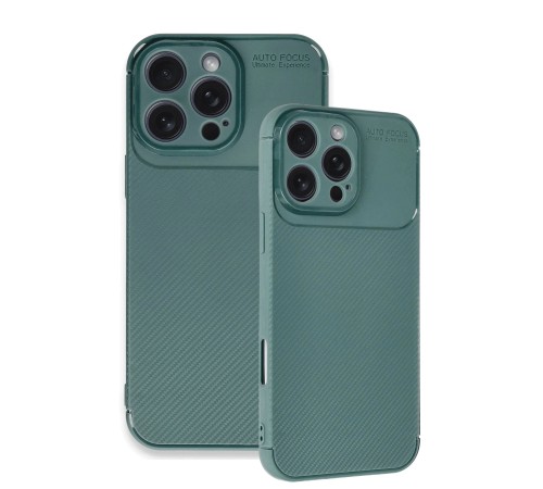 iPhone 16 Pro Max Kılıf Auto Focus Karbon Kapak - Koyu Yeşil iPhone 16 Pro Max Kılıf Auto Focus Karbon Kapak - Koyu Yeşil