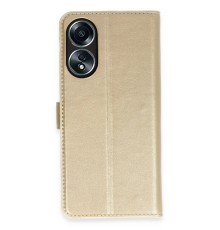 Oppo A58 Kılıf Trend S Plus Kapaklı Kılıf - Gold