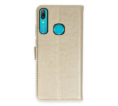 Huawei Y6 Prime Kılıf Trend S Plus Kapaklı Kılıf - Gold Huawei Y6 Prime Kılıf Trend S Plus Kapaklı Kılıf - Gold