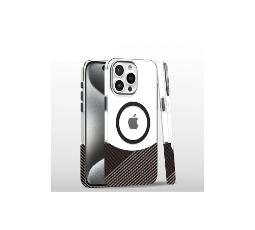 iPhone 16 Pro Carbon Puzzle Magsafe Kapak - Gri iPhone 16 Pro Carbon Puzzle Magsafe Kapak - Gri