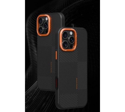 iPhone 14 Pro Max Orange Karbon Magsafe Kapak - Turuncu iPhone 14 Pro Max Orange Karbon Magsafe Kapak - Turuncu