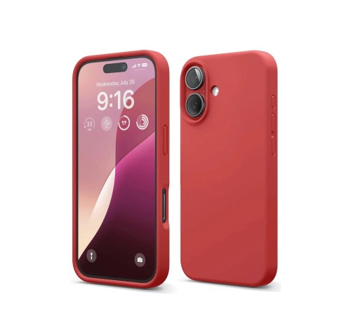 iPhone 16 Kılıf Nano içi Kadife Silikon - Kırmızı iPhone 16 Kılıf Nano içi Kadife Silikon - Kırmızı
