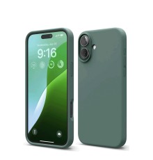 iPhone 16 Kılıf Nano içi Kadife Silikon - Koyu Yeşil
