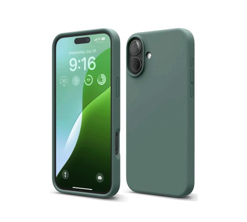 iPhone 16 Plus Kılıf Nano içi Kadife Silikon - Koyu Yeşil