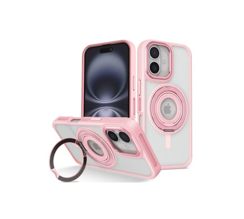 iPhone 16 Banza Magsafe Standlı Kapak - Pembe iPhone 16 Banza Magsafe Standlı Kapak - Pembe