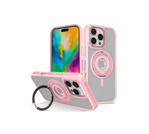 iPhone 16 Pro Max Banza Magsafe Standlı Kapak - Pembe iPhone 16 Pro Max Banza Magsafe Standlı Kapak - Pembe