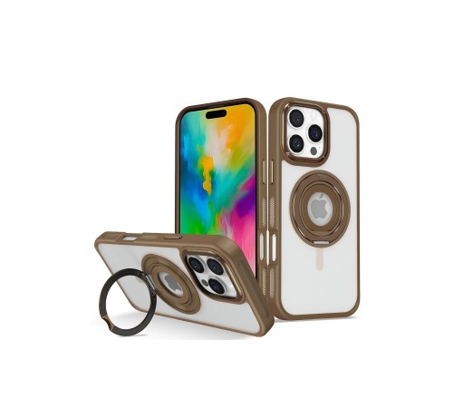 iPhone 16 Pro Max Banza Magsafe Standlı Kapak - Kahverengi iPhone 16 Pro Max Banza Magsafe Standlı Kapak - Kahverengi