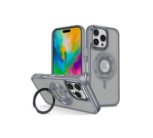 iPhone 16 Pro Max Banza Magsafe Standlı Kapak - Titan Gri iPhone 16 Pro Max Banza Magsafe Standlı Kapak - Titan Gri
