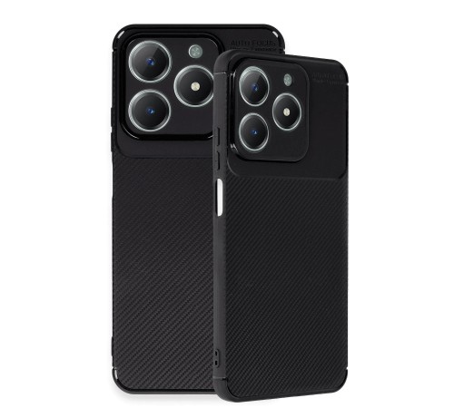 Realme C61 Kılıf Auto Focus Karbon Kapak - Siyah Realme C61 Kılıf Auto Focus Karbon Kapak - Siyah