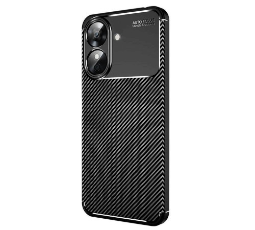 Realme Note 60 Kılıf Auto Focus Karbon Kapak - Siyah Realme Note 60 Kılıf Auto Focus Karbon Kapak - Siyah