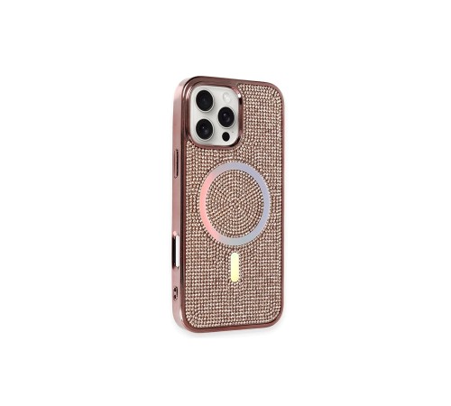 iPhone 16 Pro Kılıf Diamond Magsafe Kapak - Pembe iPhone 16 Pro Kılıf Diamond Magsafe Kapak - Pembe