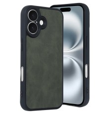 iPhone 16 Kılıf Aras Deri Kapak - Koyu Yeşil