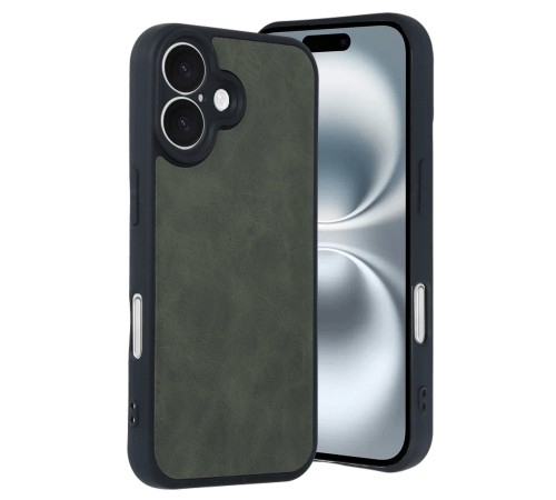 iPhone 16 Kılıf Aras Deri Kapak - Koyu Yeşil iPhone 16 Kılıf Aras Deri Kapak - Koyu Yeşil