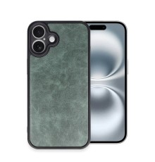 iPhone 16 Plus Kılıf Aras Deri Kapak - Koyu Yeşil