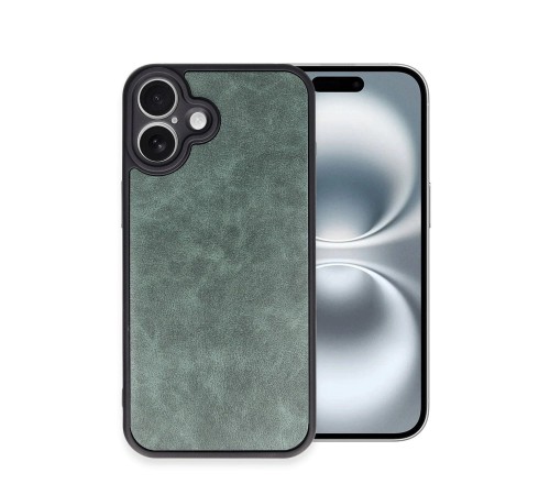 iPhone 16 Plus Kılıf Aras Deri Kapak - Koyu Yeşil iPhone 16 Plus Kılıf Aras Deri Kapak - Koyu Yeşil