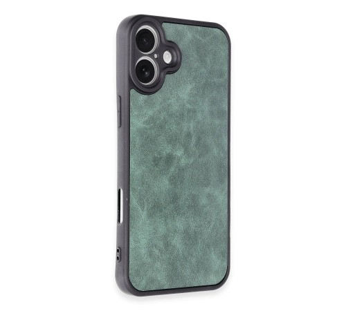 iPhone 16 Plus Kılıf Aras Deri Kapak - Koyu Yeşil iPhone 16 Plus Kılıf Aras Deri Kapak - Koyu Yeşil