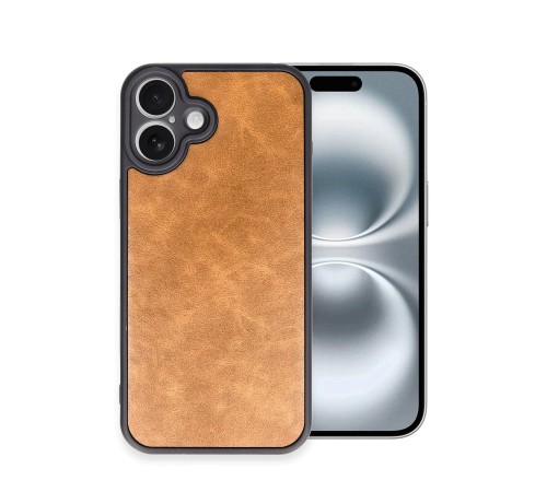 iPhone 16 Plus Kılıf Aras Deri Kapak - Taba iPhone 16 Plus Kılıf Aras Deri Kapak - Taba